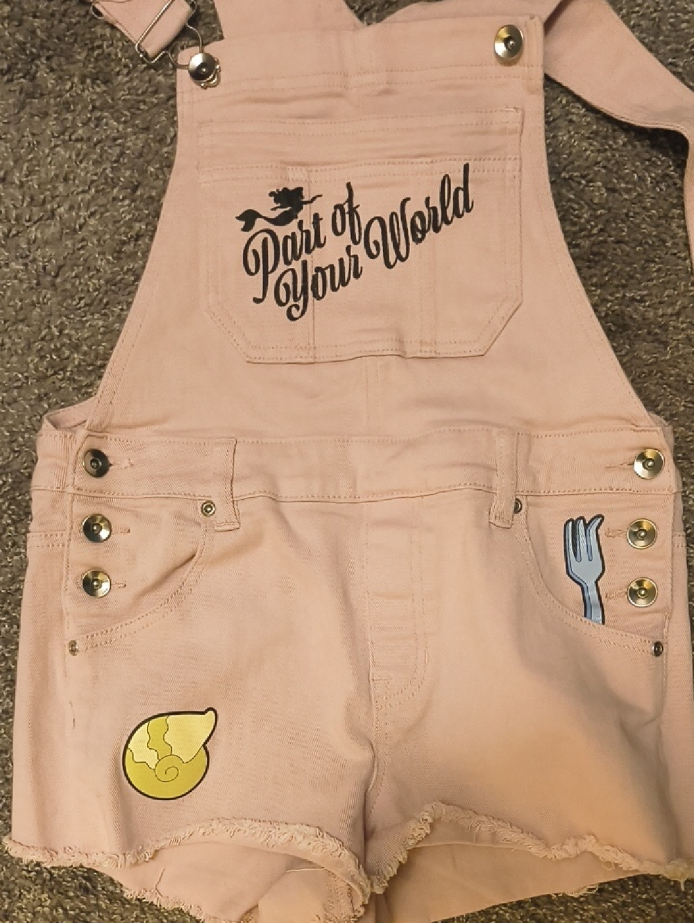 Pink 'Part of Your World' Overalls Shorts Hot Topic